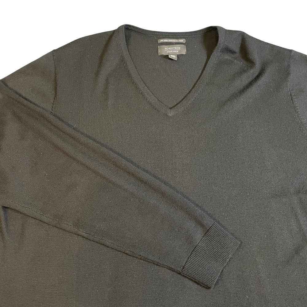 Nordstrom Men Shop Sweater Men's Size XXL Black 100% Italian Merino Wool Classic
